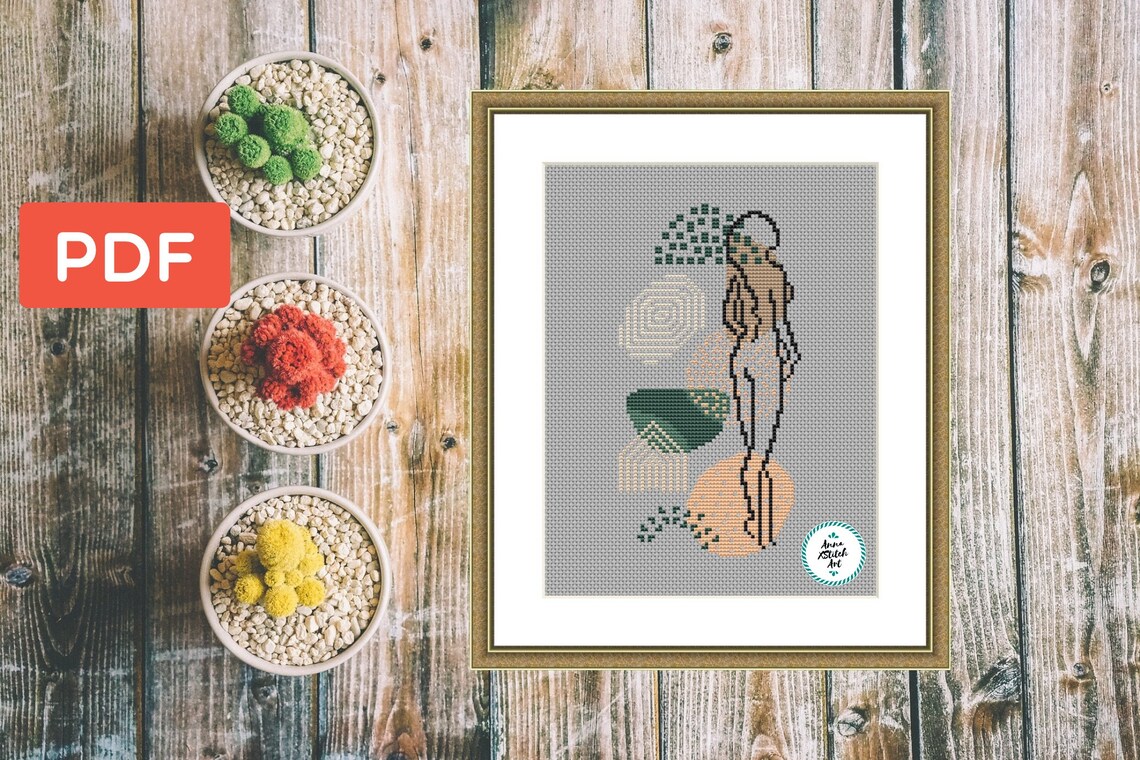 Female cross stitch abstract cross stitch pattern boho cross Etsy