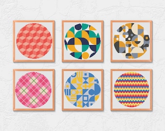 Geometric Cross Stitch Pattern Bundle: Modern Embroidery Designs (PDF Download)