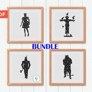 Wizard of Oz Cross Stitch Pattern Bundle: Black & White Fairytale Embroidery (PDF Download)