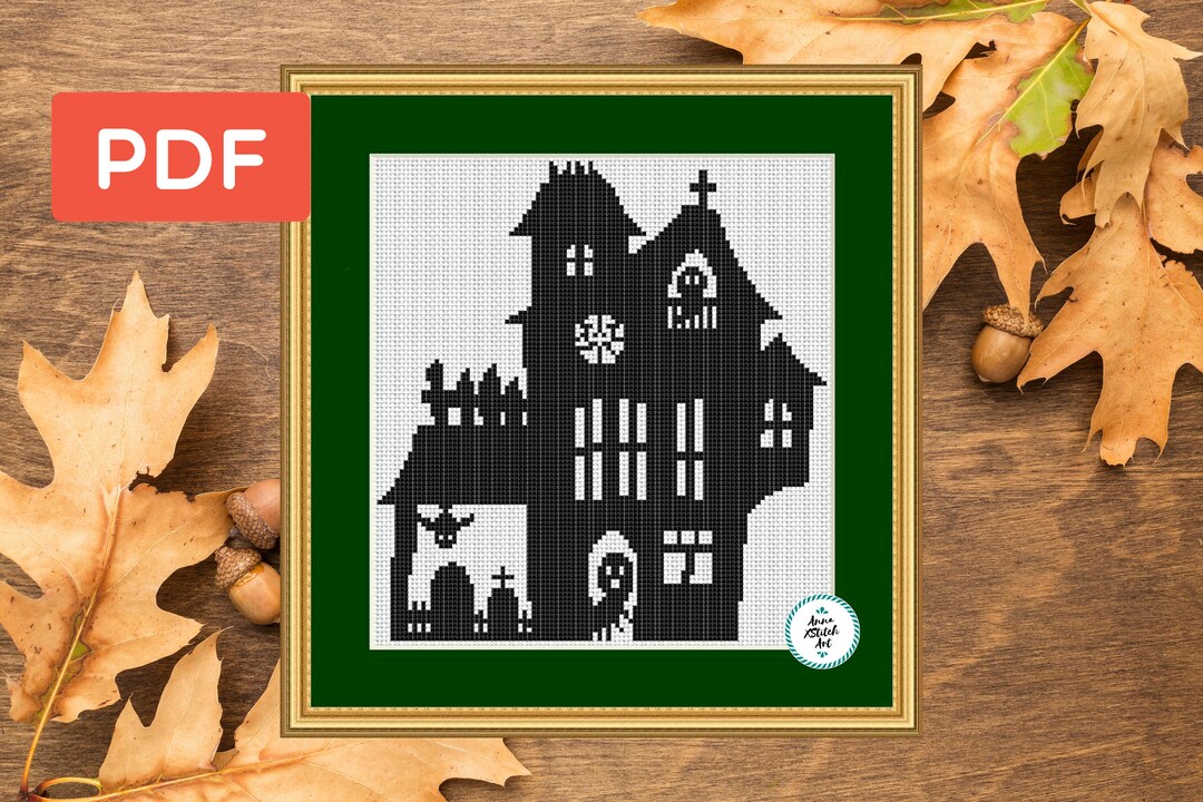 Spooky Haunted House Cross Stitch Pattern: Gothic Halloween Decor (PDF ...