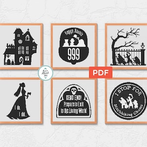 Halloween Black & White Cross Stitch Pattern Set: Spooky Embroidery (PDF)
