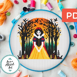Prinzessin Schneewittchen Stickmuster Pdf, Prinzessin Schneewittchen Stickvorlage Kreuzstichvorlage Stickvorlage Stickbild