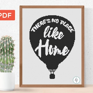 Zitat There is no Place Like Home Kreuzstich Stickmuster - PDF Download, Cartoon Kreuzstich, Silhouette Stickdatei, Dorothy Stickdatei