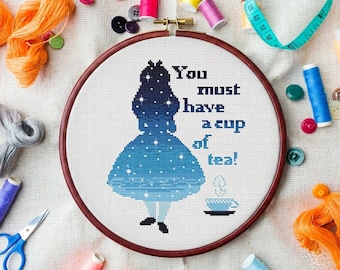 Alice in Wonderland Cross Stitch Pattern: Whimsical Embroidery (PDF Pattern)