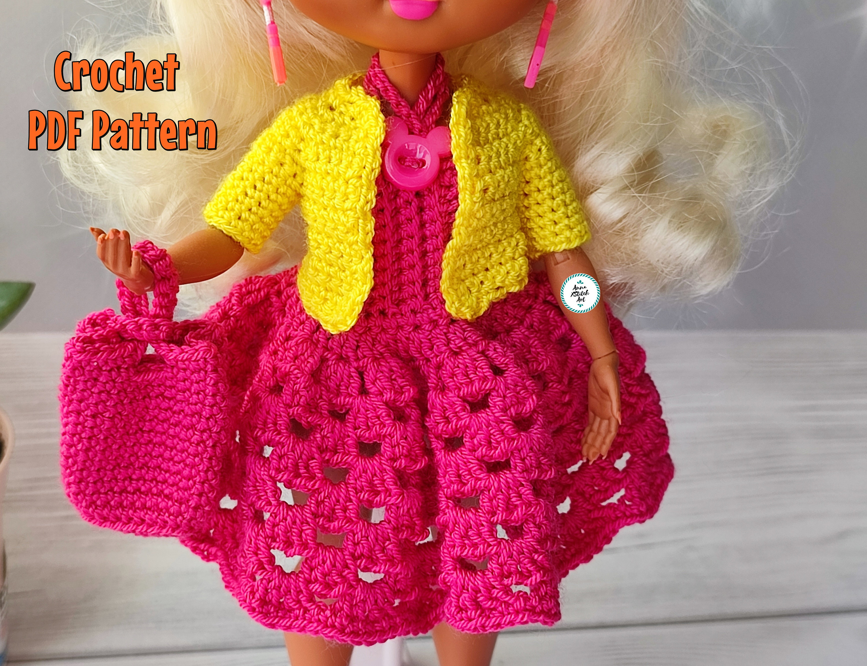Lyreh Tenue Poupée Au Crochet – Bleu – Chapeau Avec Ours – Accessoire Fait Main Pour Poupées (poupée Non Incluse)
