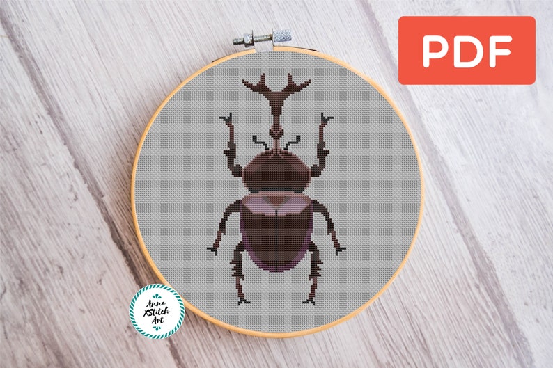 Beetle Cross Stitch Bug Cross Stitch Pattern Insect Cross Etsy