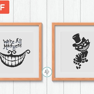 Grinsekatze Kreuzstich Stickmuster, einfaches Sticken, einfache Stickdatei, Held der Märchen, Cartoon, Sofort PDF, einfach für Anfänger
