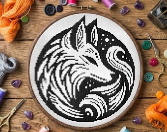Enchanting Kumiho Cross Stitch Pattern - Mystical Nine-tailed Fox