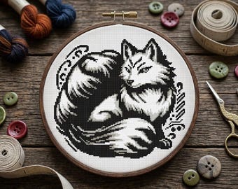Enchanting Kumiho Cross Stitch Pattern - Mystical Nine-tailed Fox
