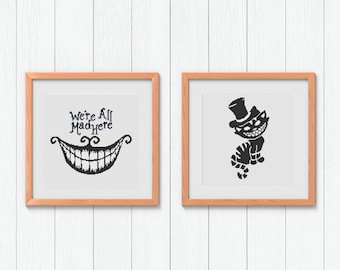 Cheshire Cat Cross Stitch Pattern SET: Fairy Tale Embroidery (Instant PDF Download)