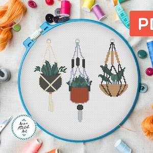 Page d'accueil Modèle de point de croix de plantes, décoration botanique moderne, broderie à faire soi-même pour les amateurs de plantes, modèle de point de croix de plantes d'intérieur pour débutants