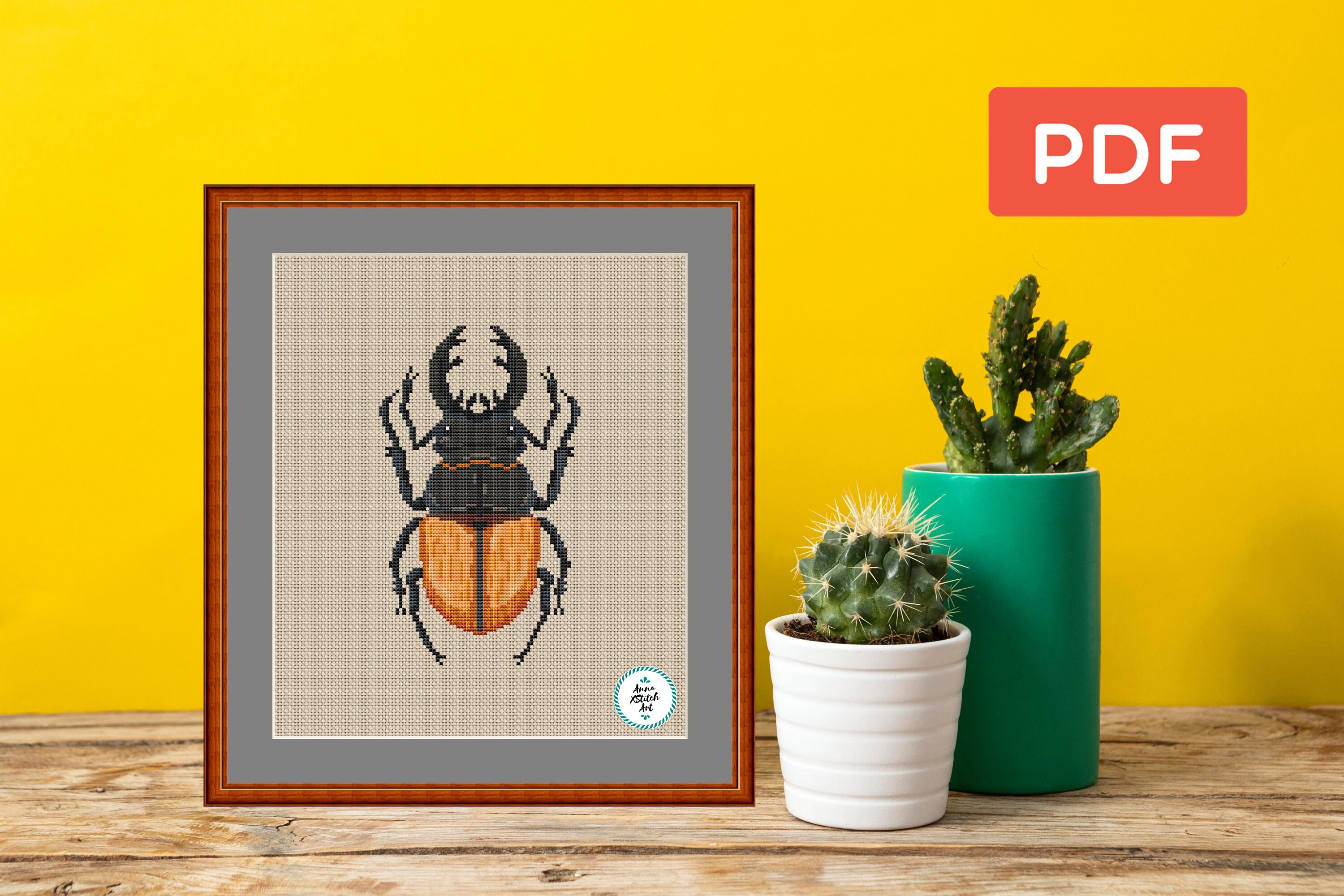 Stag Beetle Cross Stitch Pattern Bug Insect Embroidery Etsy