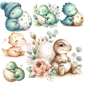 Watercolor Baby Dinosaur Clipart PNG Bundle 70 Designs T Rex Dino Egg ...