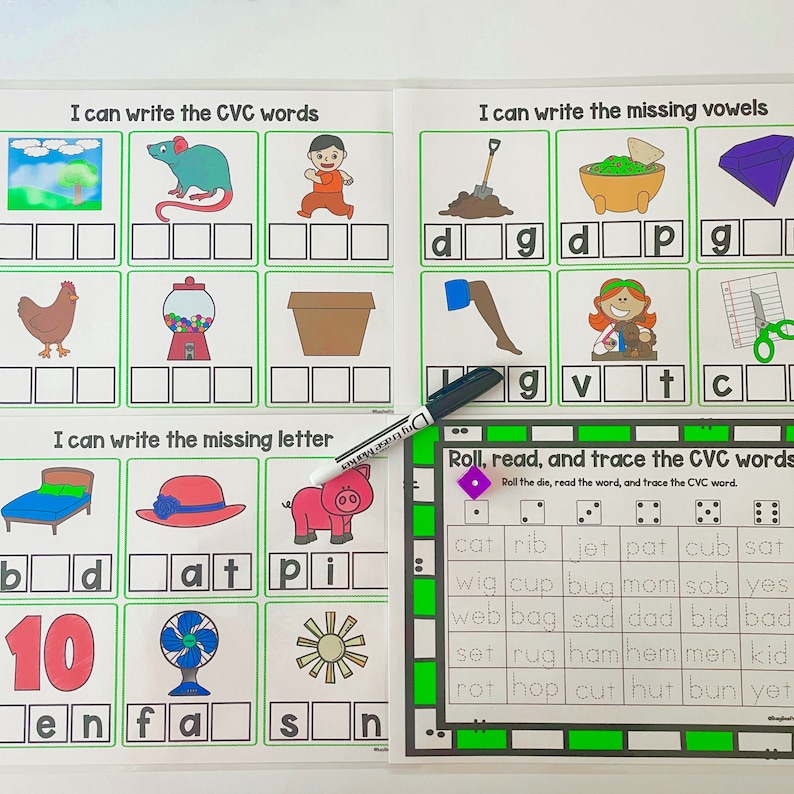 Printable CVC Words Mini Binder Pack, Learn to Read Digital Download