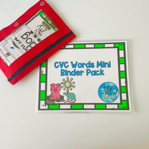 CVC Words Mini Binder Pack, Kindergarten CVC words, beginner reading, learning to read, CVC pack, Kindergarten learn to read,