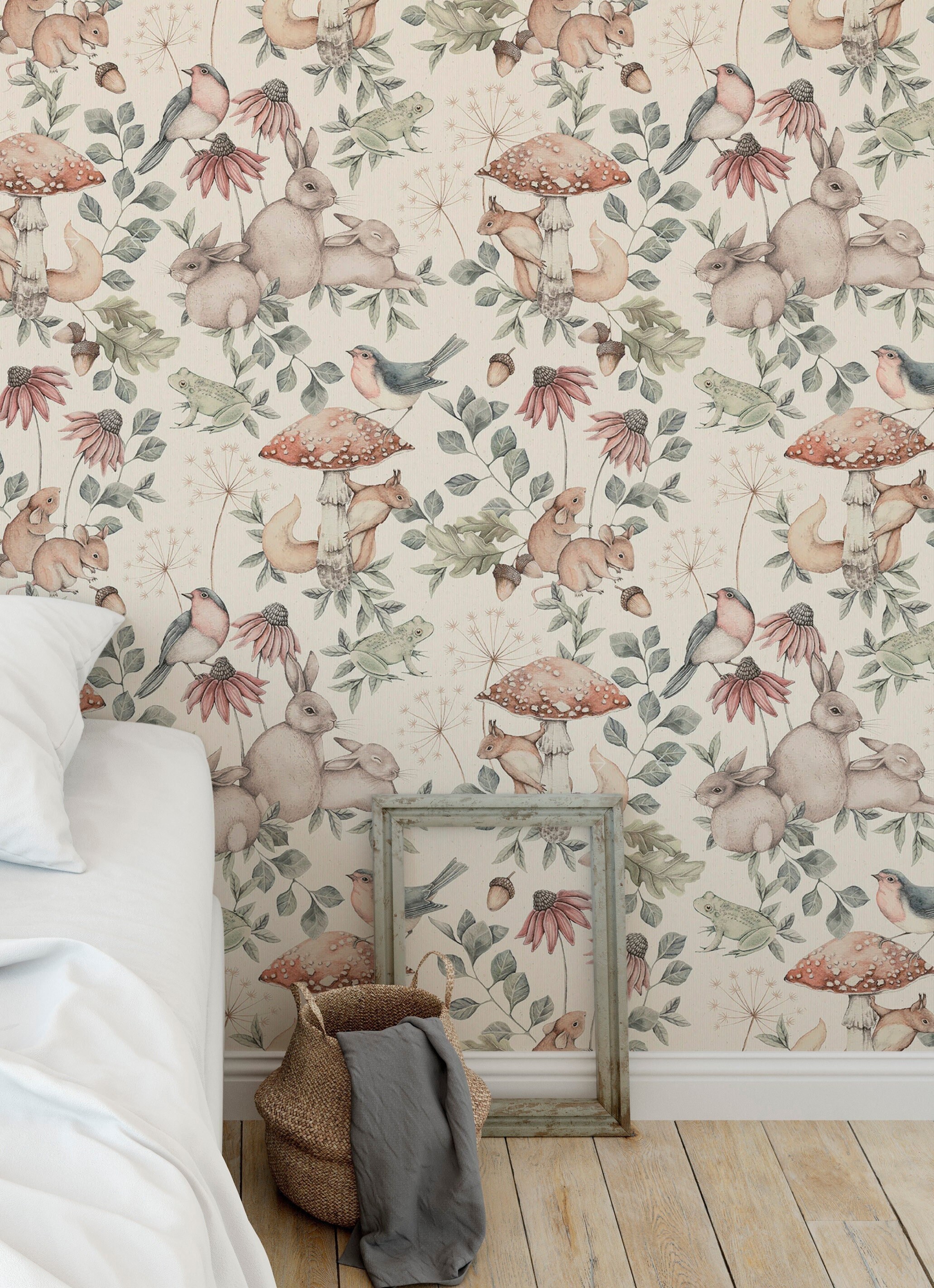 Kids Vintage Woodland Wallpaper Forest Animals Self Adhesive - Etsy