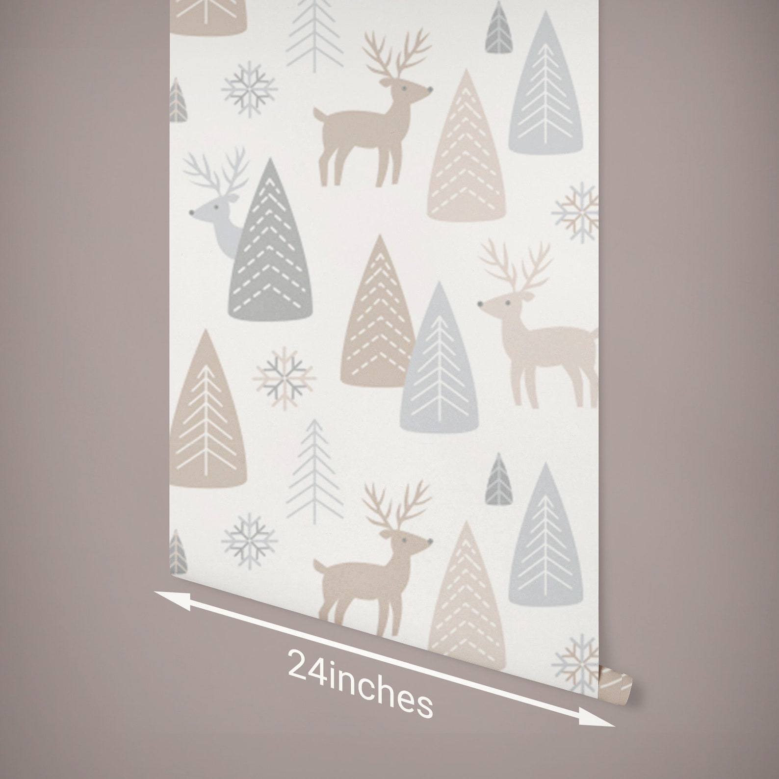 Nursery deer wallpaper forest tree peel and stick | Etsy