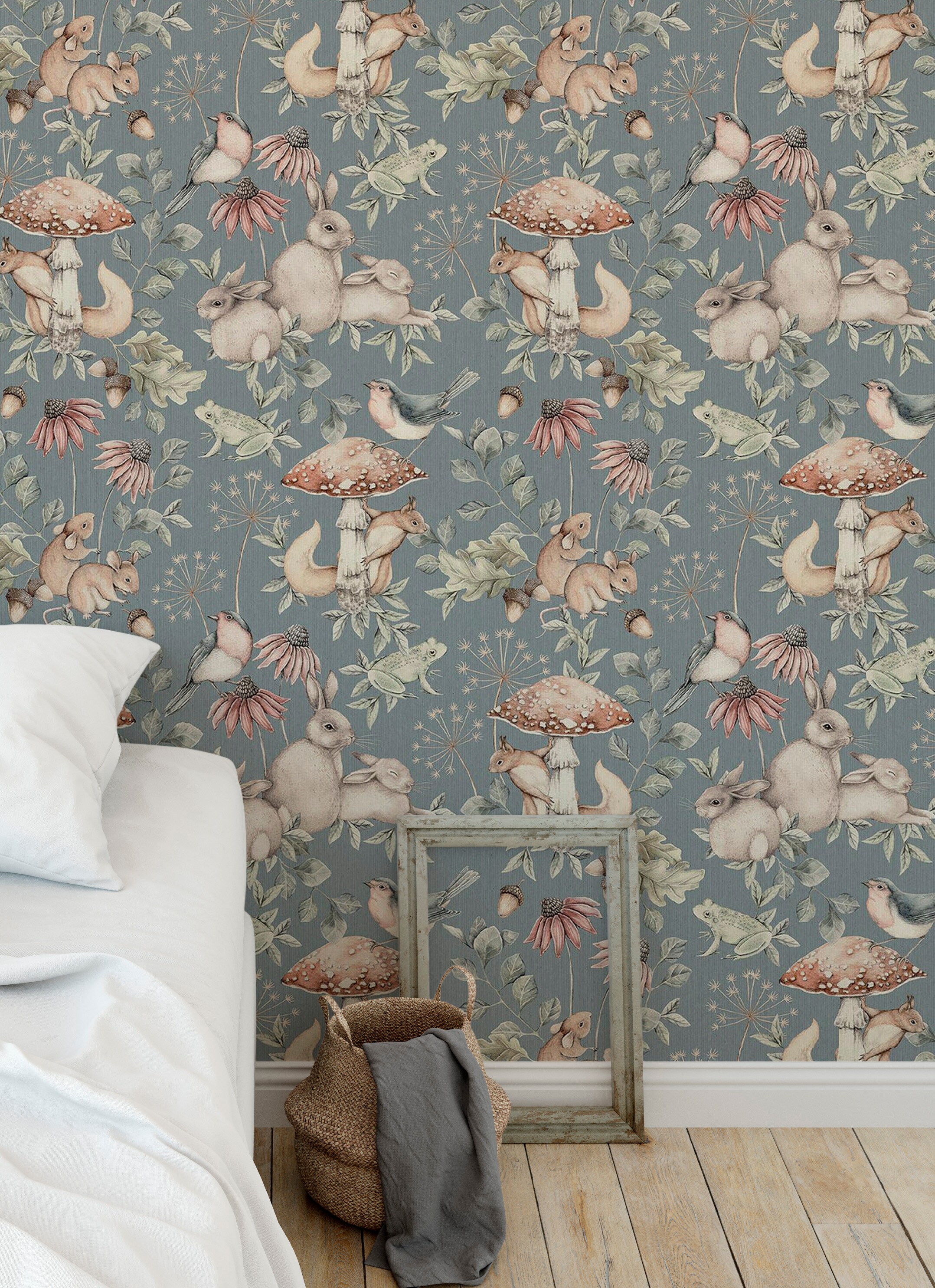 Removable Vintage Woodland Wallpaper Forest Animals Self - Etsy