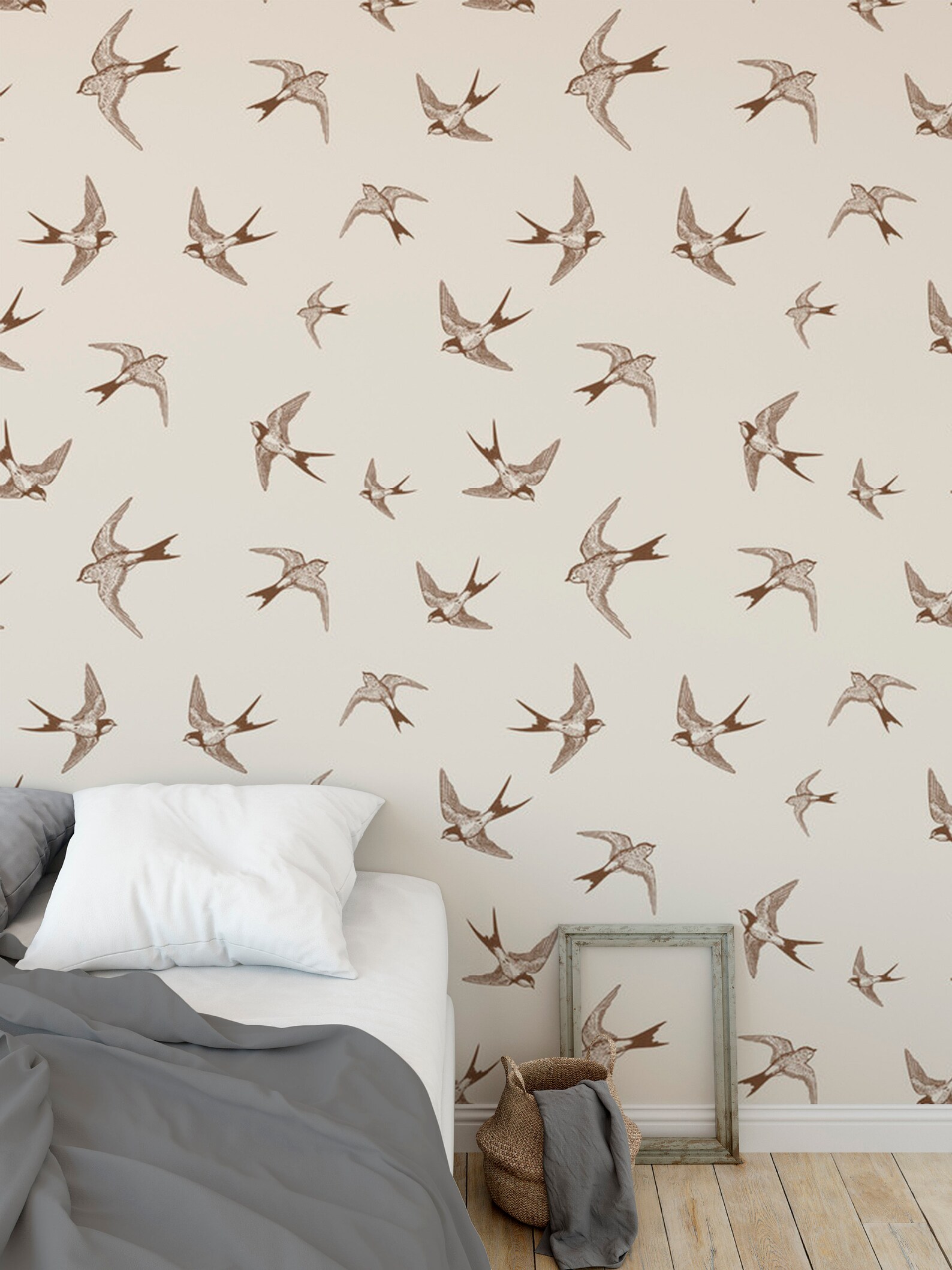 Vintage Swallow Wallpaper Self Adhesive Bird Beige Traditional - Etsy