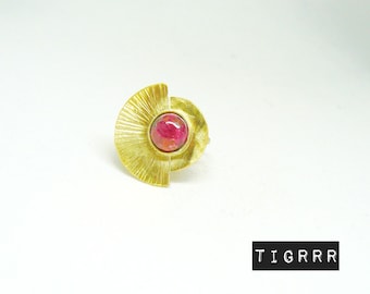 half moon ring and natural stone