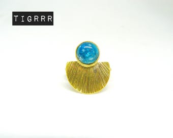 half moon ring and natural stone