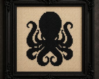 Kraken Octopus Cross Stitch Pattern, Authentic Dark Craft Design