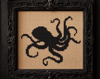 Kraken Octopus Cross Stitch Pattern – Authentic Dark Art Embroidery