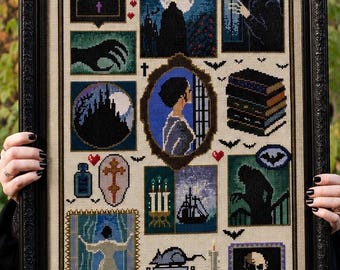 Nosferatu Cross Stitch Pattern, Gothic Vampire Movie Embroidery, DIY Craft Kit