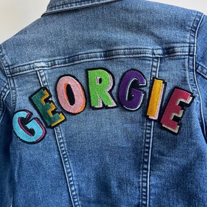 Kids Personalised Name Patch jacket Unisex Embroidered Denim Jacket image 3