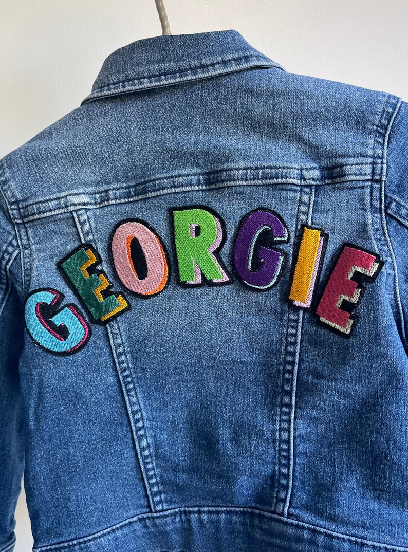 Kids Personalised Name Patch jacket Unisex Embroidered Denim Jacket image 3