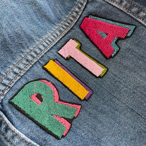 Kids Personalised Name Patch jacket Unisex Embroidered Denim Jacket image 2