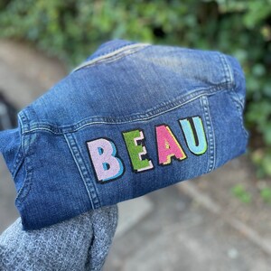 Kids Personalised Name Patch jacket Unisex Embroidered Denim Jacket image 4