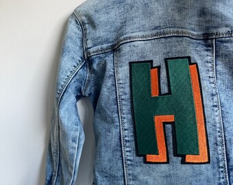 Adults Personalised Initial Patch jacket - Unisex Embroidered Denim Jacket