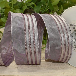 French Wired Ribbon, 9ft x 1.5"W, Made in France, Dusty Lavender Vintage Taffeta Ribbon, Rare