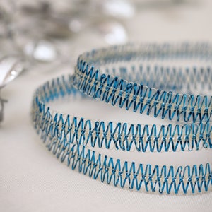 6 Feet Vintage Metallic Blue and Clear Double Looped Fringe Edge Trim (7/16" Wide) Doll Trim Embellishment Adornment