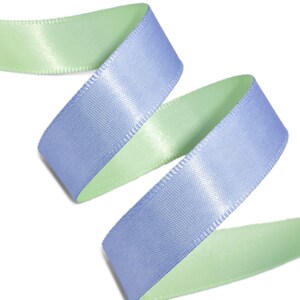 10Yds Solid Blue Green Reversible Satin Ribbon 5/8&quot;W