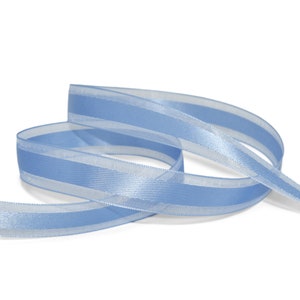 24 Feet Blue Double Faced Soft Satin Light Blue Sheer Edge Ribbon - (1/2&quot; Wide)