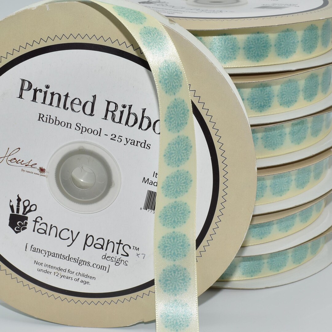 Fancy Spools 25 Yard Spool Fancy Pants, Lilac House, Teal Blue Cream/light Yellow ...