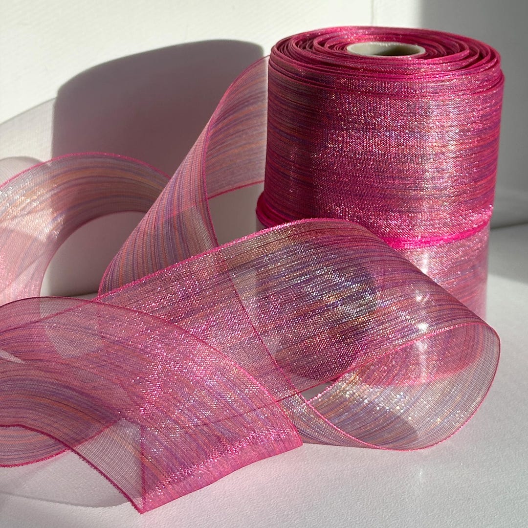 25yds Pink Striated Aerial Sheer Ribbon - 1.5”W - Etsy
