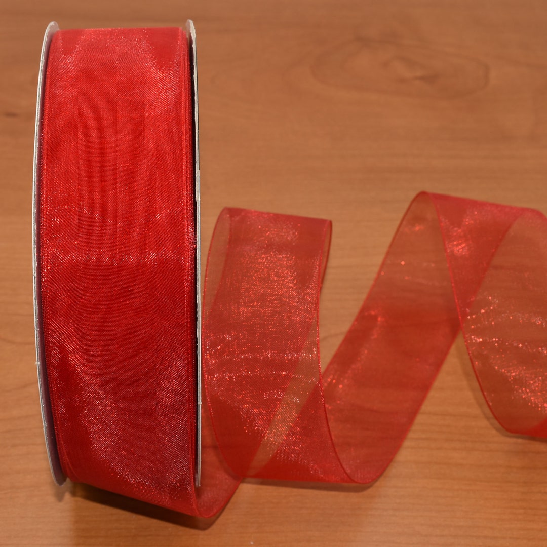 10yds Red Sheer Nylon Ribbon 1.5