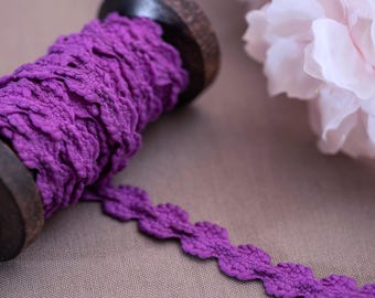 9ft Scalloped Purple Trim - 7/16”W - Vintage Wave Braid • Sewing Bullion Gimp Braid, Petite, Doll Trim, Embellishment Trim