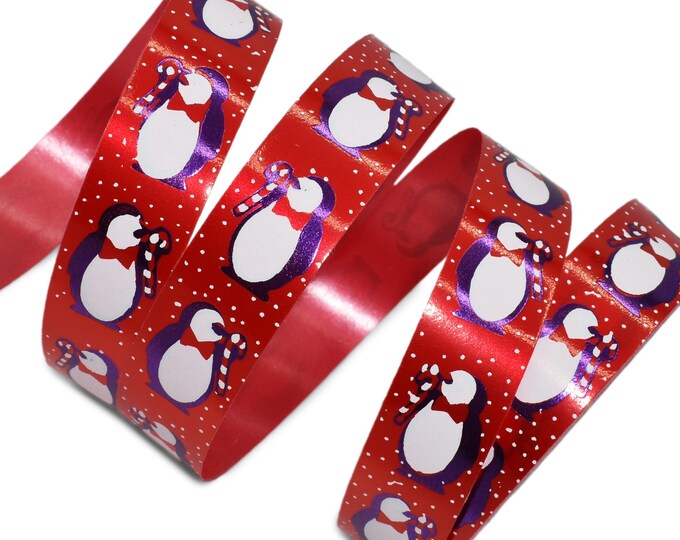 CLOSEOUT! 20 Yards Christmas Penguins Waterproof Berwick Acetate Ribbon ...
