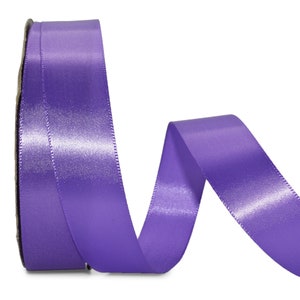 60 Feet Spool Solid Purple Single Faced Satin Ribbon 7/8 Inches Wide