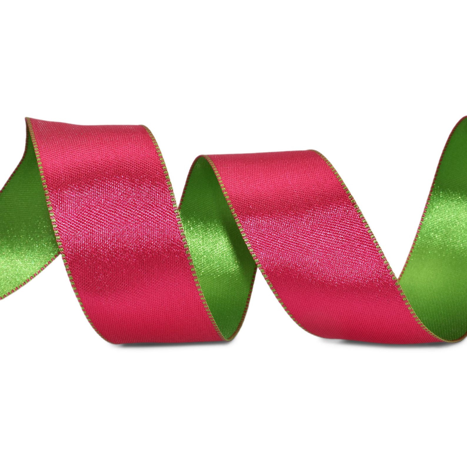 10yds Pink Green Reversible Satin Wired Ribbon 1.5” Wide - Etsy