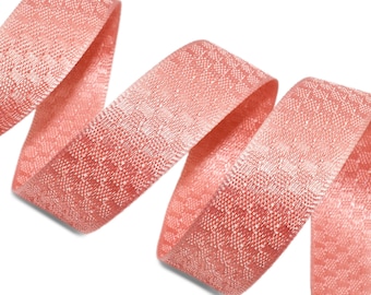 CLOSEOUT! 10yds Salmon Peach Coral Checkered Checkerboard Woven Ribbon 5/8"W