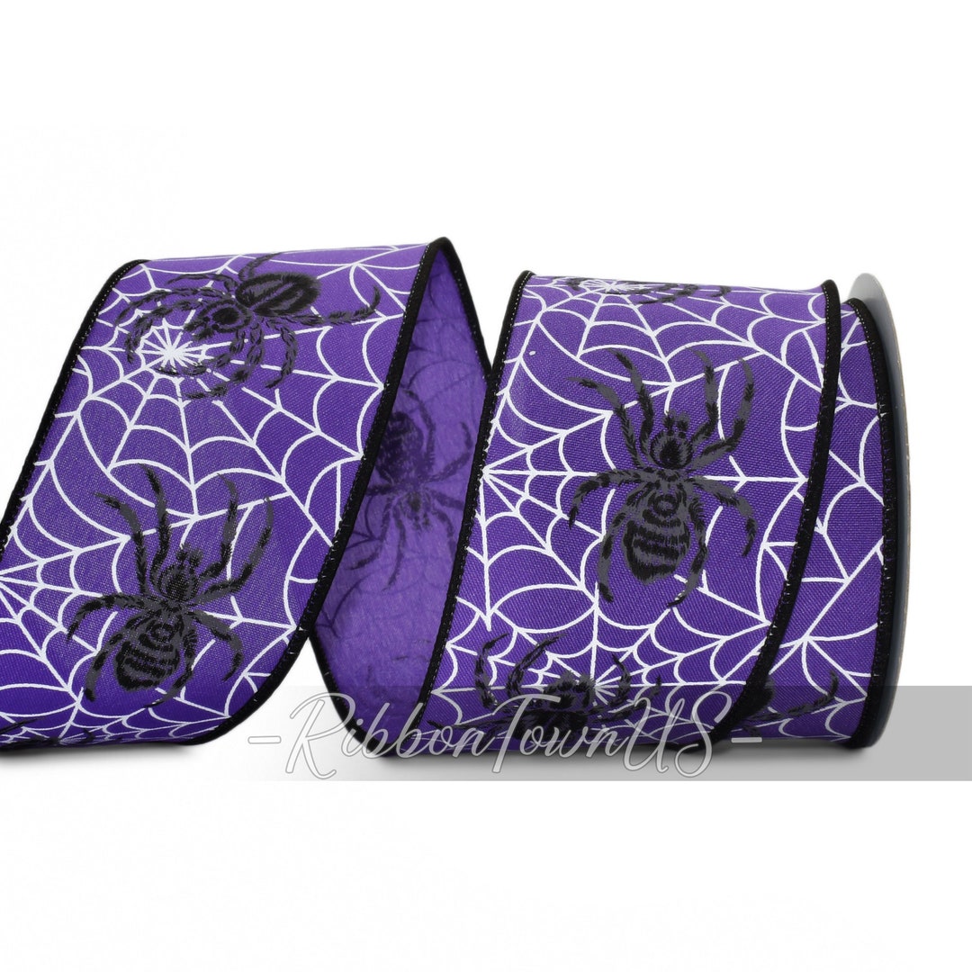 Spider Ribbon 10yds Purple Spider Web Wired Ribbon, 2.5