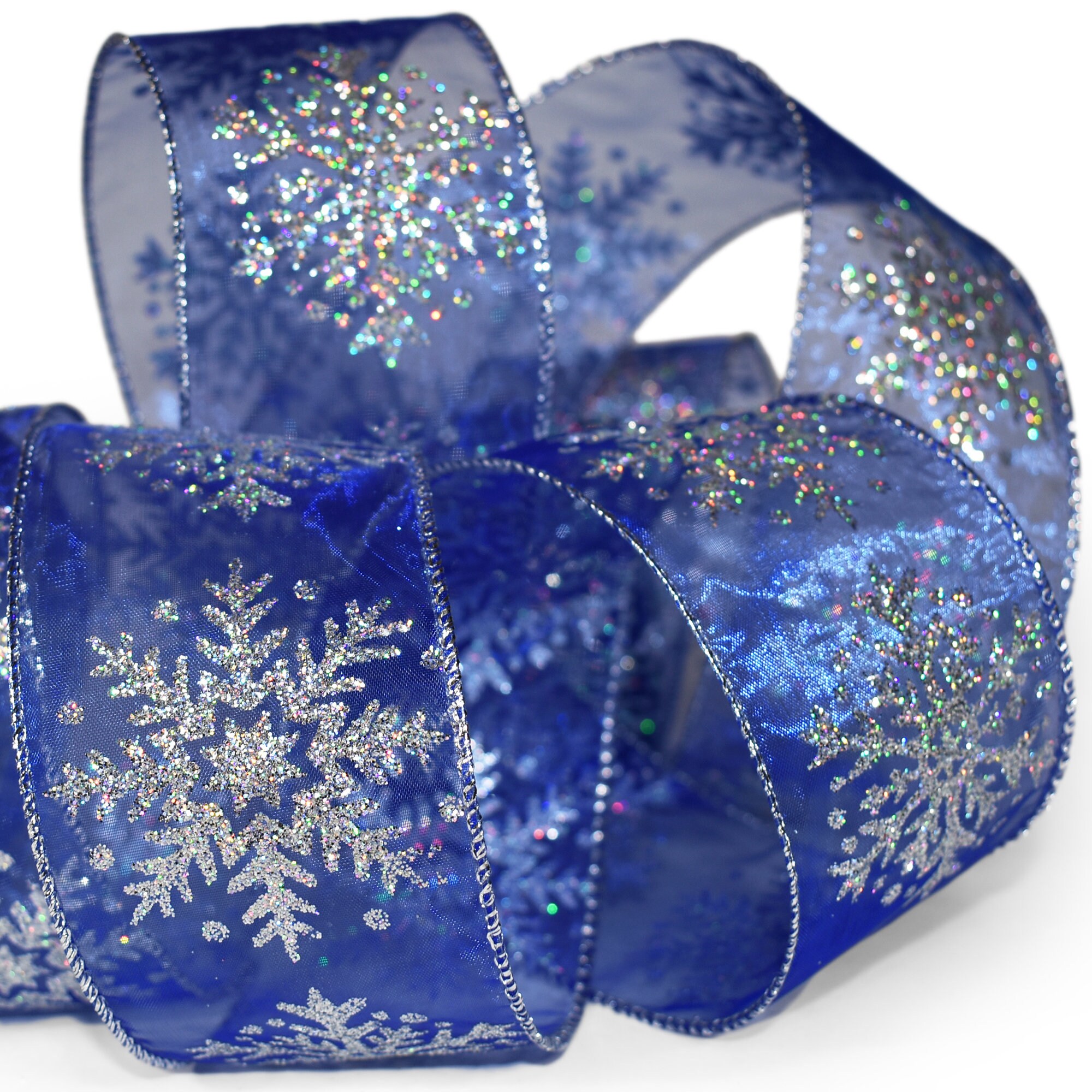 Christmas Ribbon, Snowflake Ribbon, Blue Ribbon, Ice Blue Ribbon, Glitter  Snowflake Ribbon, 2.5 Wired Ribbon, 10 Yard Roll, RGA1929H1