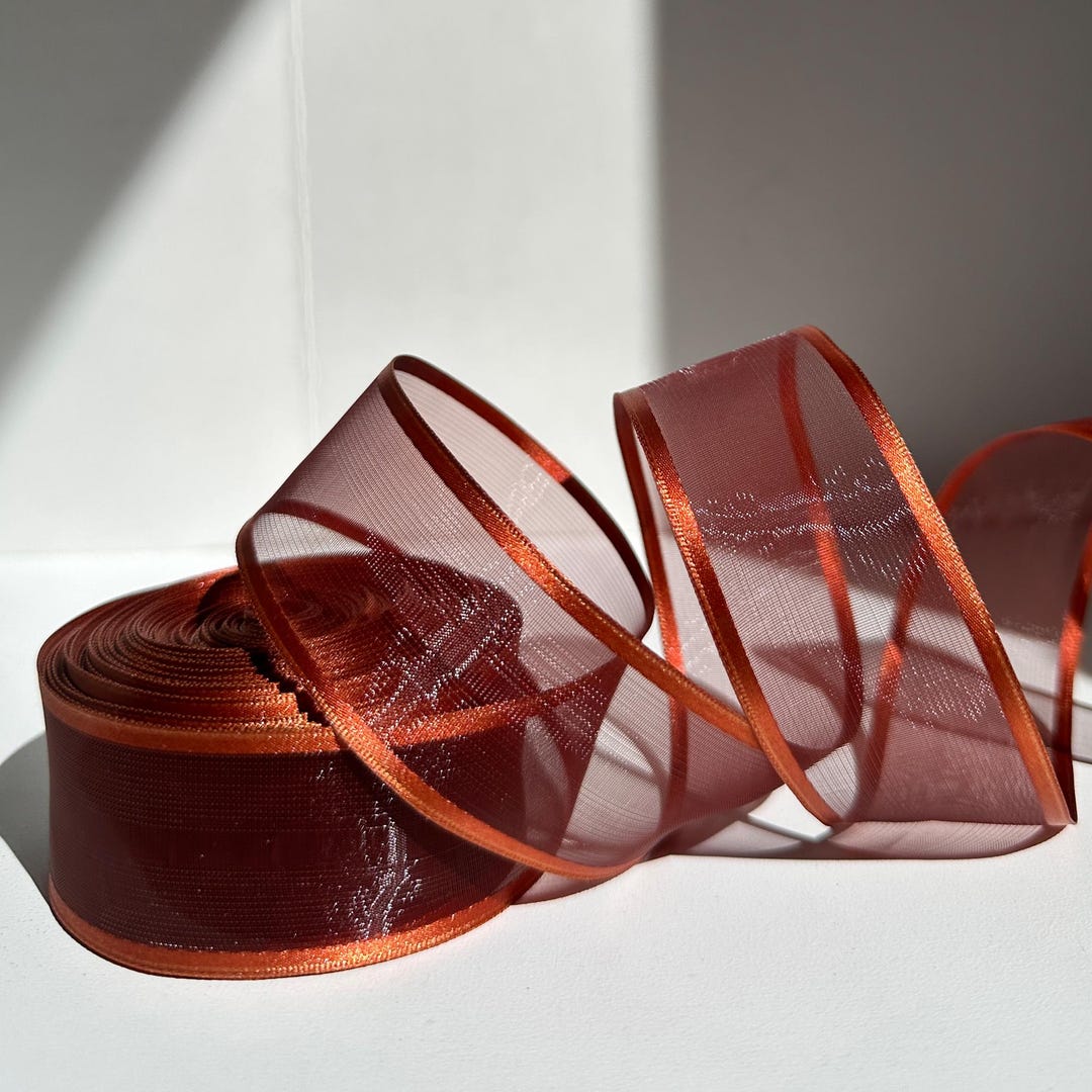 Offray Sheer Ribbon 12yds Offray Coffee Brown Sheer Arabesque Wired Ribbon - 1 3/8”W ...