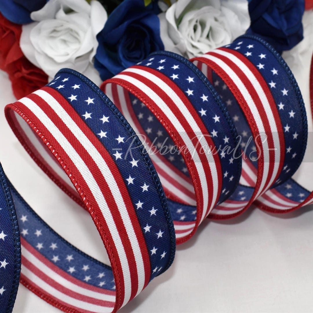 10yds American Flag Wired Ribbon - 1.5