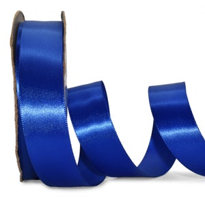 30 Foot Spool Solid Royal Blue Single Faced Satin Ribbon 7/8 Inches Wide